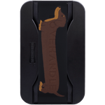 LoveHandle PRO for MagSafe Hot Dog dachshund strap on black base, shown flat