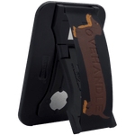 LoveHandle PRO for MagSafe Hot Dog dachshund strap on black base, kickstand open