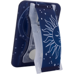 LoveHandle PRO for MagSafe Celestial motif, sun and stars on navy, kickstand open