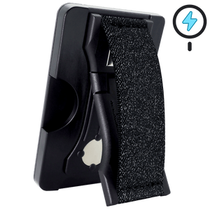 Cartera PRO para MagSafe Duo - Elástico con purpurina negra