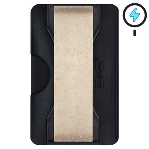 Cartera PRO para MagSafe®: billetera transparente con purpurina sobre fondo blanco