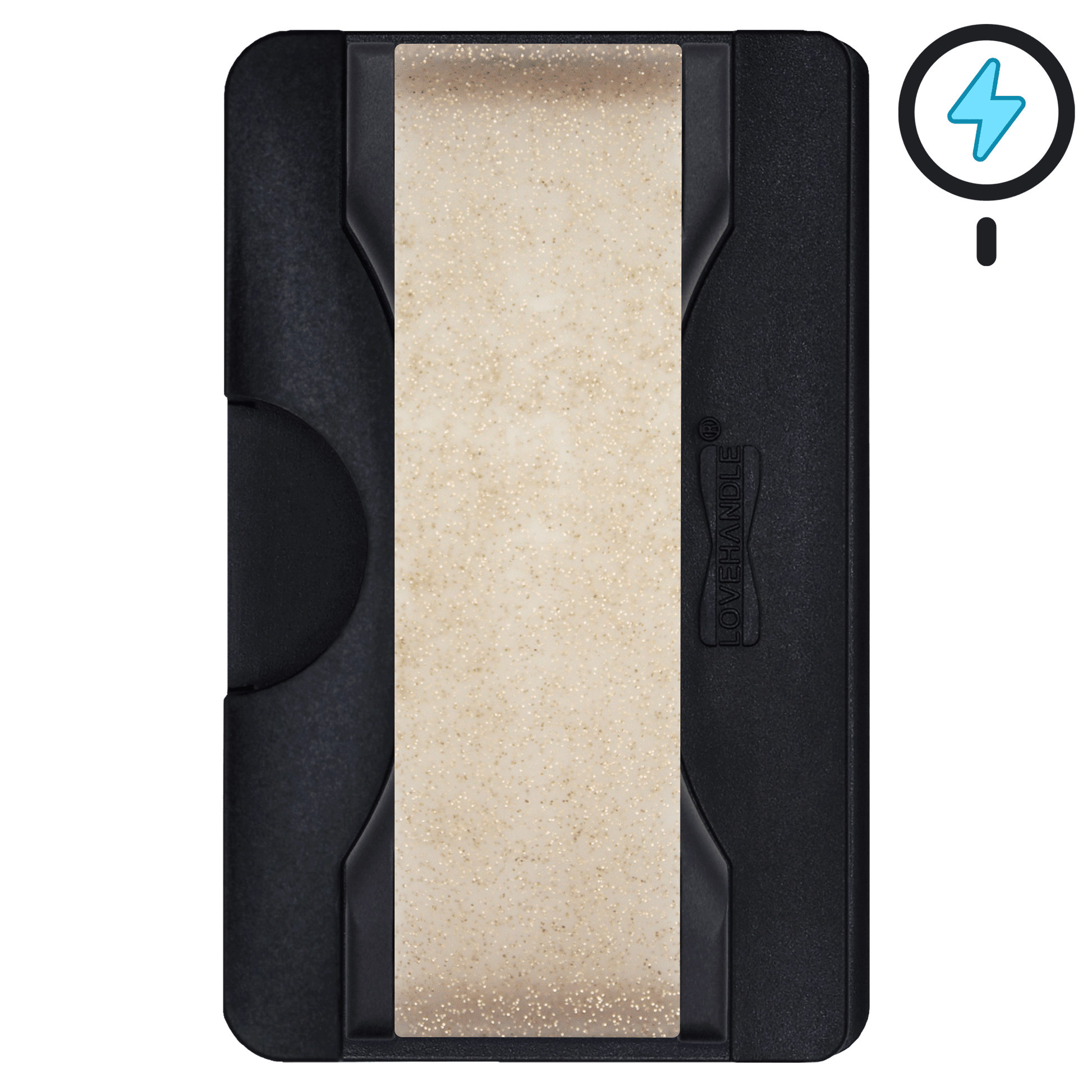 Cartera PRO para MagSafe®: billetera transparente con purpurina sobre fondo blanco