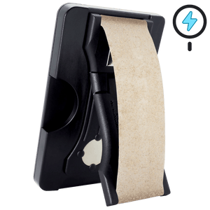 Cartera PRO para MagSafe®: billetera transparente con purpurina sobre fondo blanco