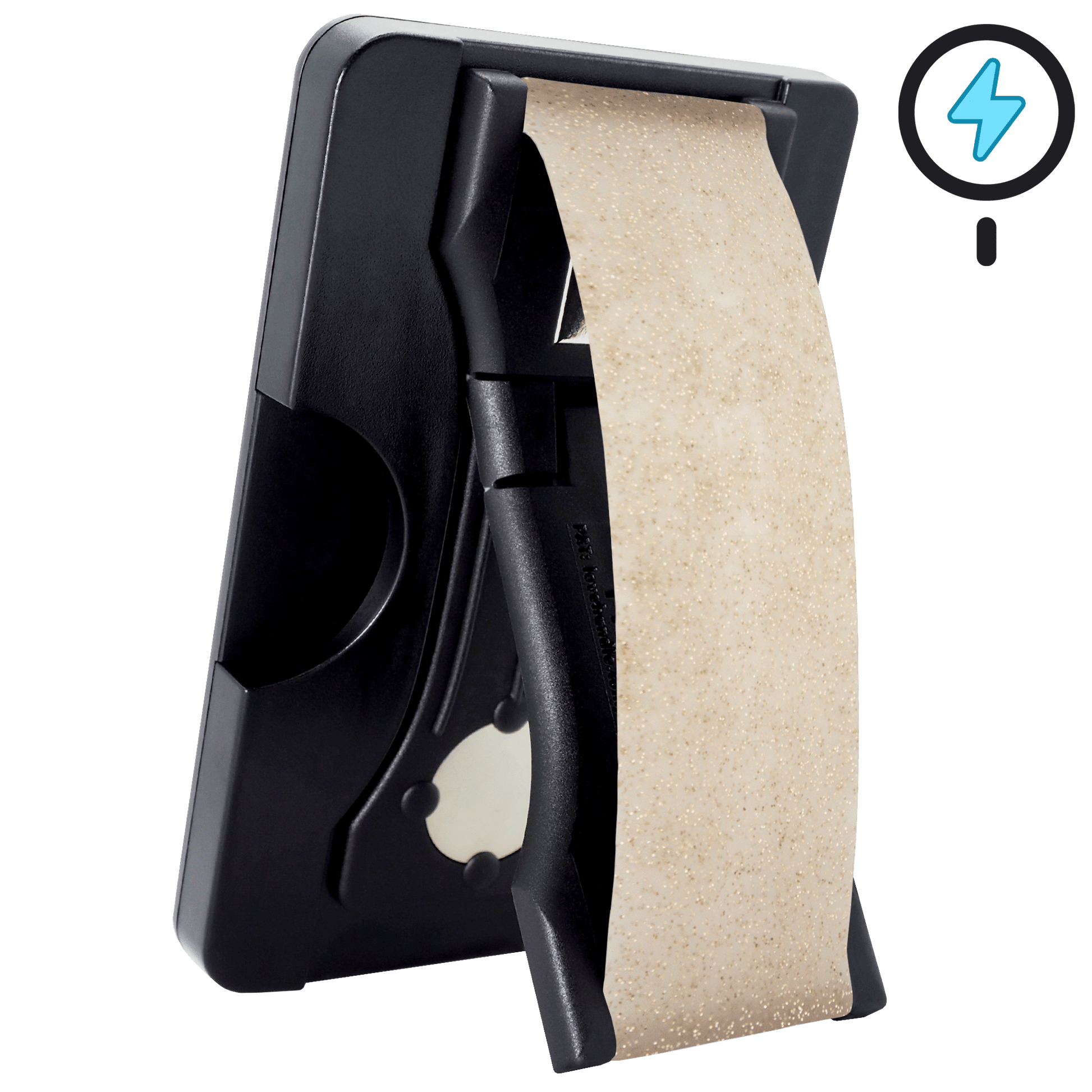 Cartera PRO para MagSafe®: billetera transparente con purpurina sobre fondo blanco