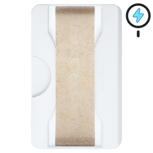 Cartera PRO para MagSafe®: billetera transparente con purpurina sobre fondo blanco